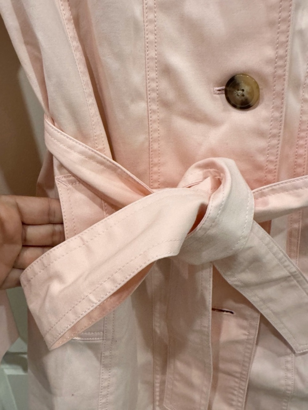 BNWT Talbots Polished Trench Coat Pale Pink size Large Petite $189 - Picture 7 of 8